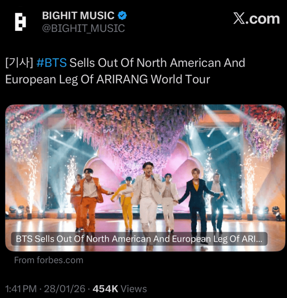 BIGHIT MUSIC twitter post